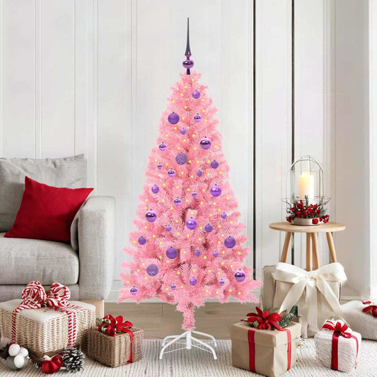 Kerstboom met 150 LED met standaard Roze 150 cm PVC