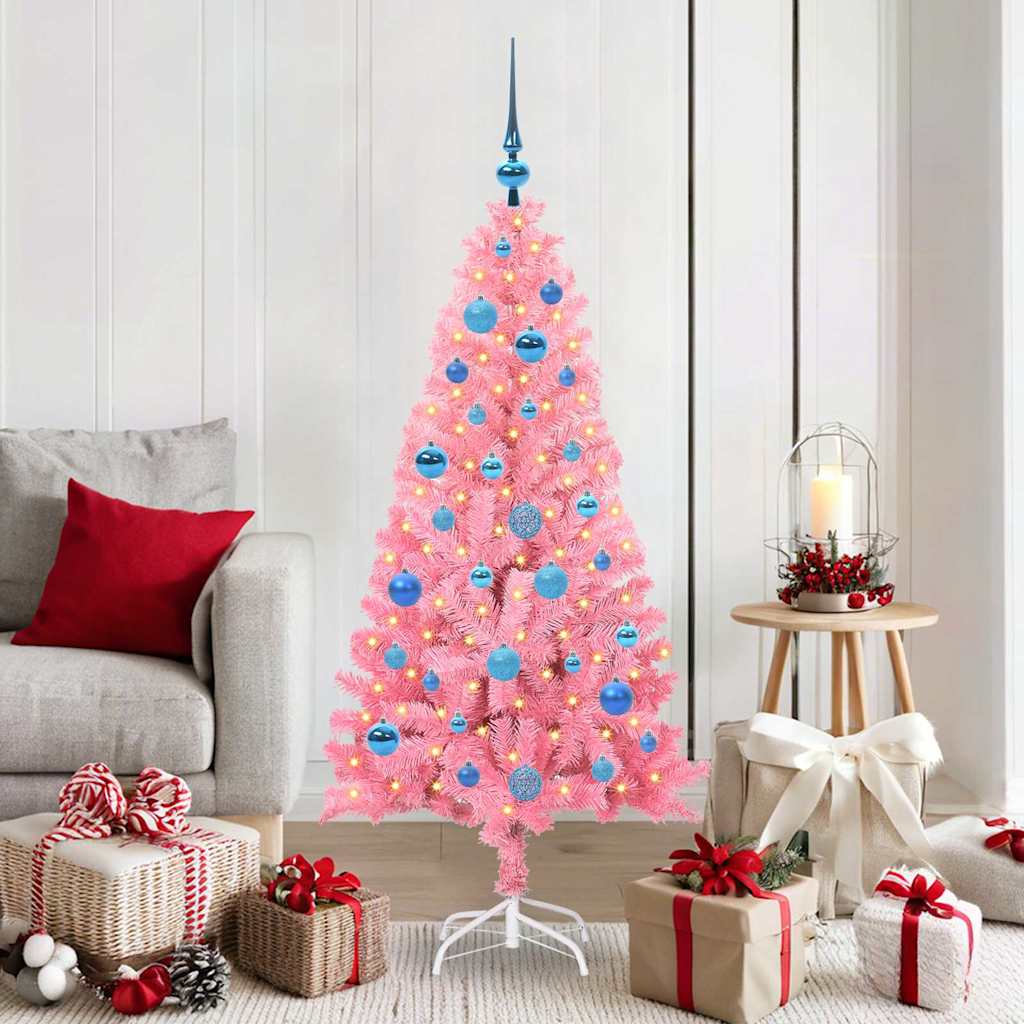 Kerstboom met 150 LED met standaard Roze 150 cm PVC