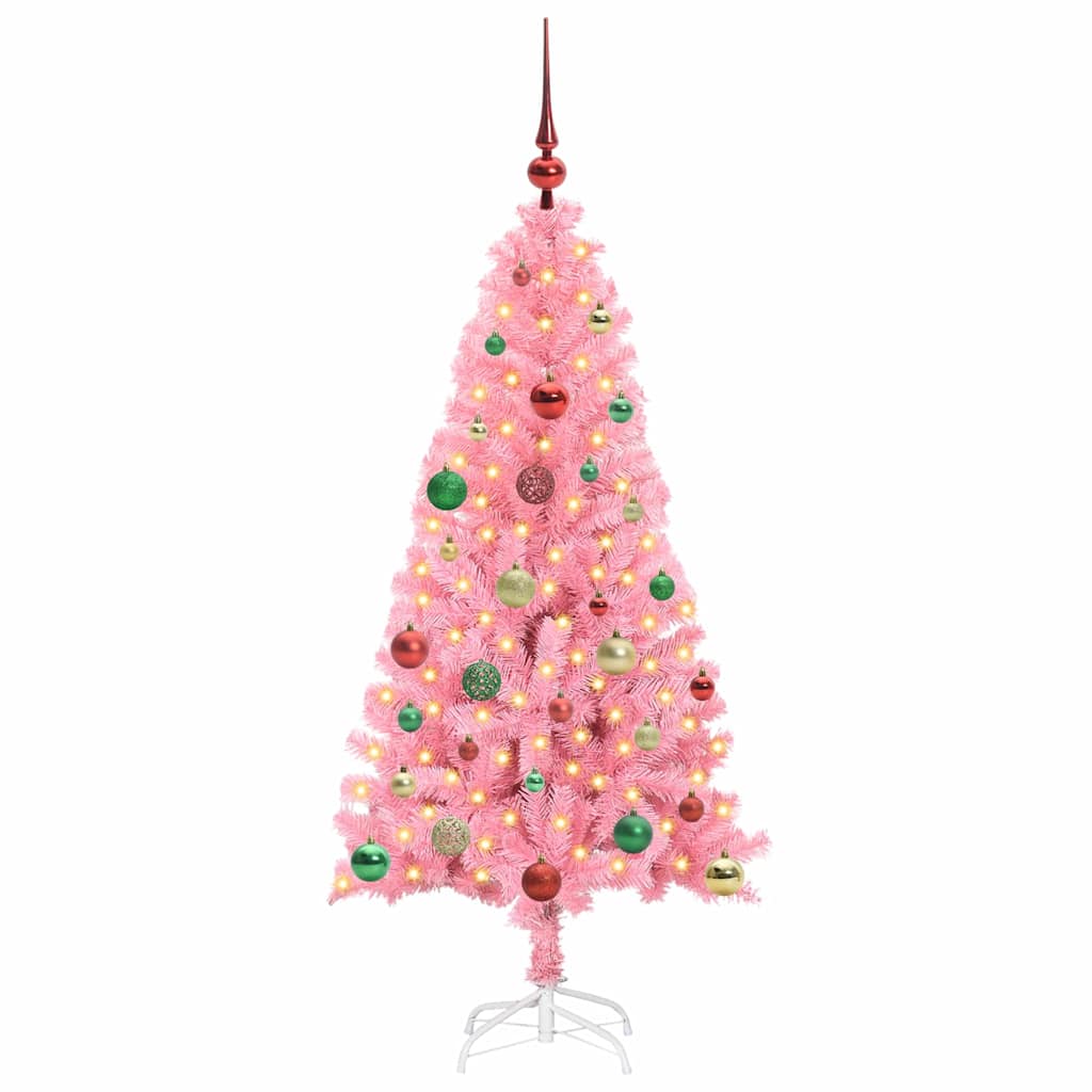 Kerstboom met 150 LED met standaard Roze 150 cm PVC