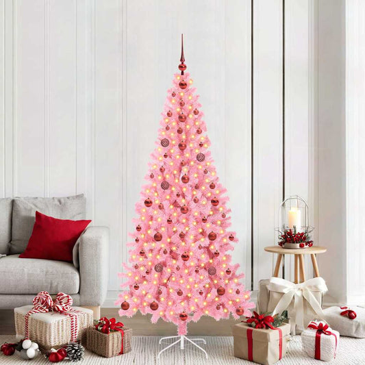 Kerstboom met 300 LED met standaard Roze 210 cm PVC