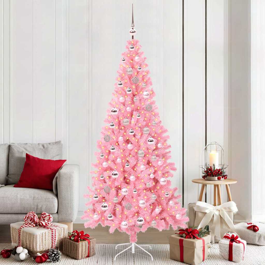 Kerstboom met 300 LED met standaard Roze 210 cm PVC
