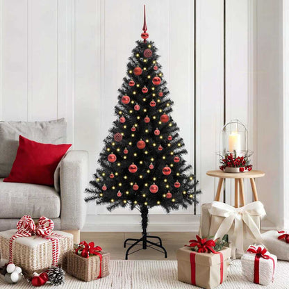 Kerstboom met 150 LED met standaard Zwart 150 cm PVC