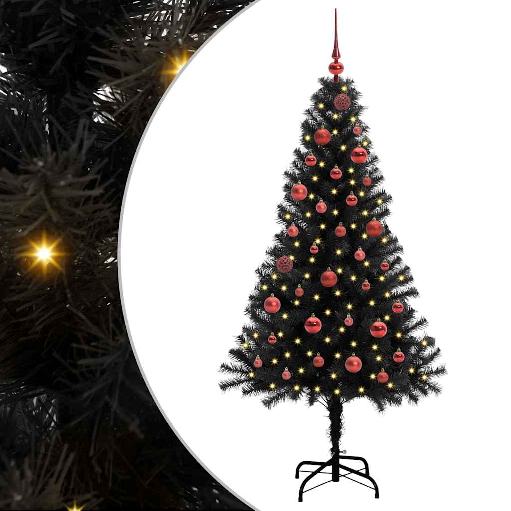 Kerstboom met 150 LED met standaard Zwart 150 cm PVC