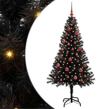 Kerstboom met 150 LED met standaard Zwart 150 cm PVC