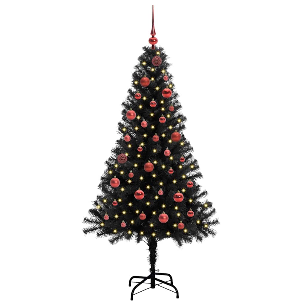 Kerstboom met 150 LED met standaard Zwart 150 cm PVC