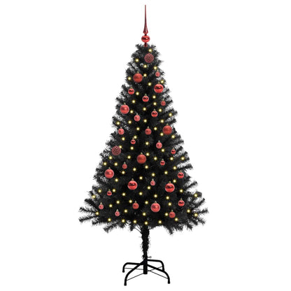 Kerstboom met 150 LED met standaard Zwart 150 cm PVC