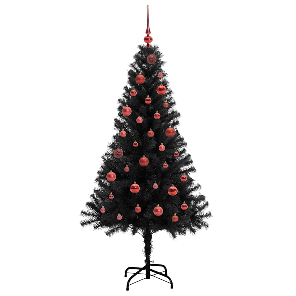 Kerstboom met 150 LED met standaard Zwart 150 cm PVC