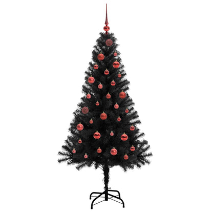 Kerstboom met 150 LED met standaard Zwart 150 cm PVC