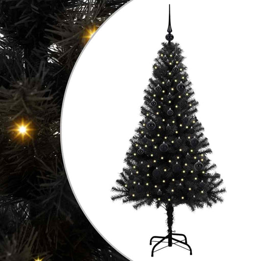 Kerstboom met 150 LED met standaard Zwart 150 cm PVC