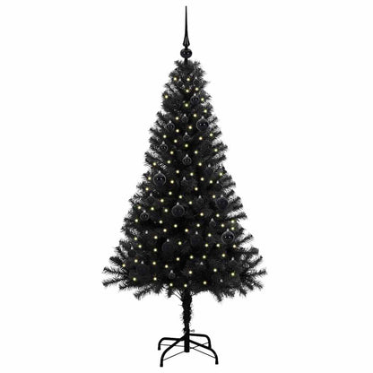 Kerstboom met 150 LED met standaard Zwart 150 cm PVC