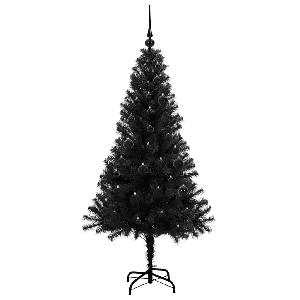 Kerstboom met 150 LED met standaard Zwart 150 cm PVC