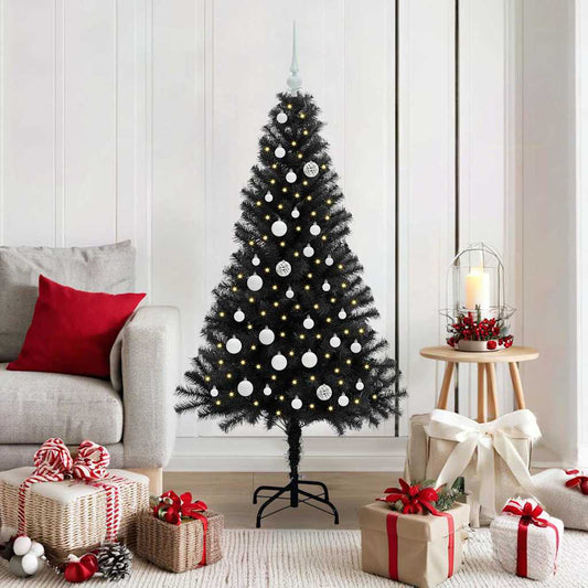 Kerstboom met 150 LED met standaard Zwart 150 cm PVC
