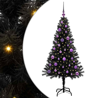 Kerstboom met 150 LED met standaard Zwart 150 cm PVC