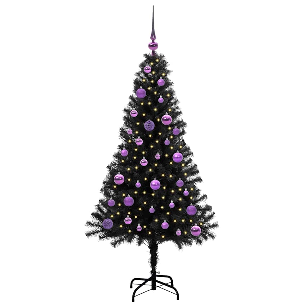 Kerstboom met 150 LED met standaard Zwart 150 cm PVC