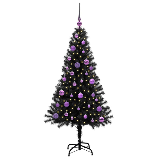 Kerstboom met 150 LED met standaard Zwart 150 cm PVC