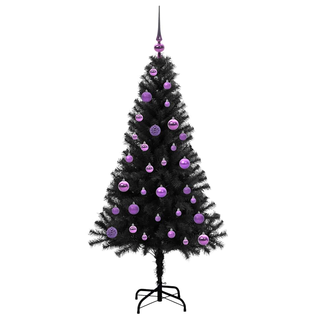 Kerstboom met 150 LED met standaard Zwart 150 cm PVC