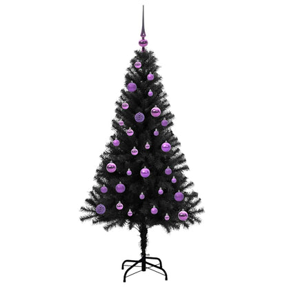 Kerstboom met 150 LED met standaard Zwart 150 cm PVC
