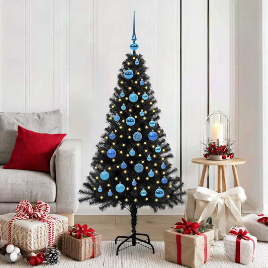 Kerstboom met 150 LED met standaard Zwart 150 cm PVC