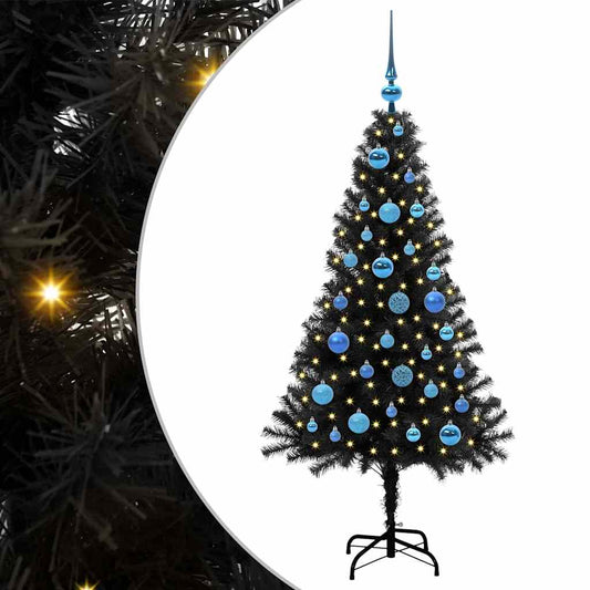 Kerstboom met 150 LED met standaard Zwart 150 cm PVC