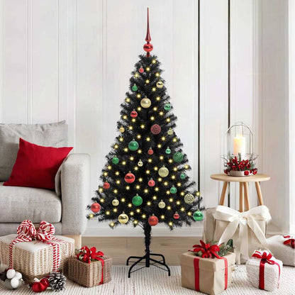 Kerstboom met 150 LED met standaard Zwart 150 cm PVC