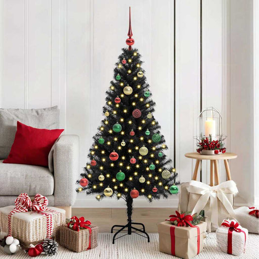 Kerstboom met 150 LED met standaard Zwart 150 cm PVC