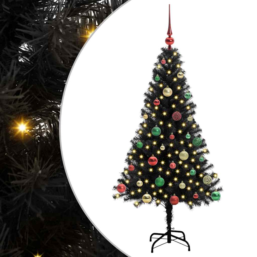 Kerstboom met 150 LED met standaard Zwart 150 cm PVC