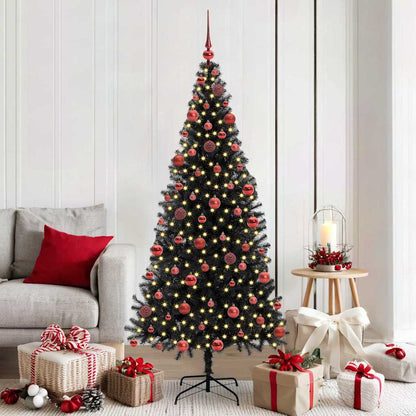 Kerstboom met 300 LED met standaard Zwart 180 cm PVC