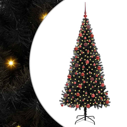 Kerstboom met 300 LED met standaard Zwart 180 cm PVC