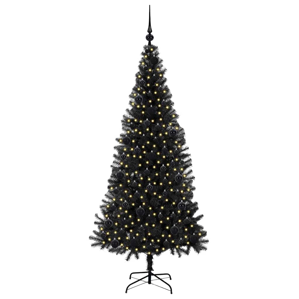 Kerstboom met 300 LED met standaard Zwart 180 cm PVC