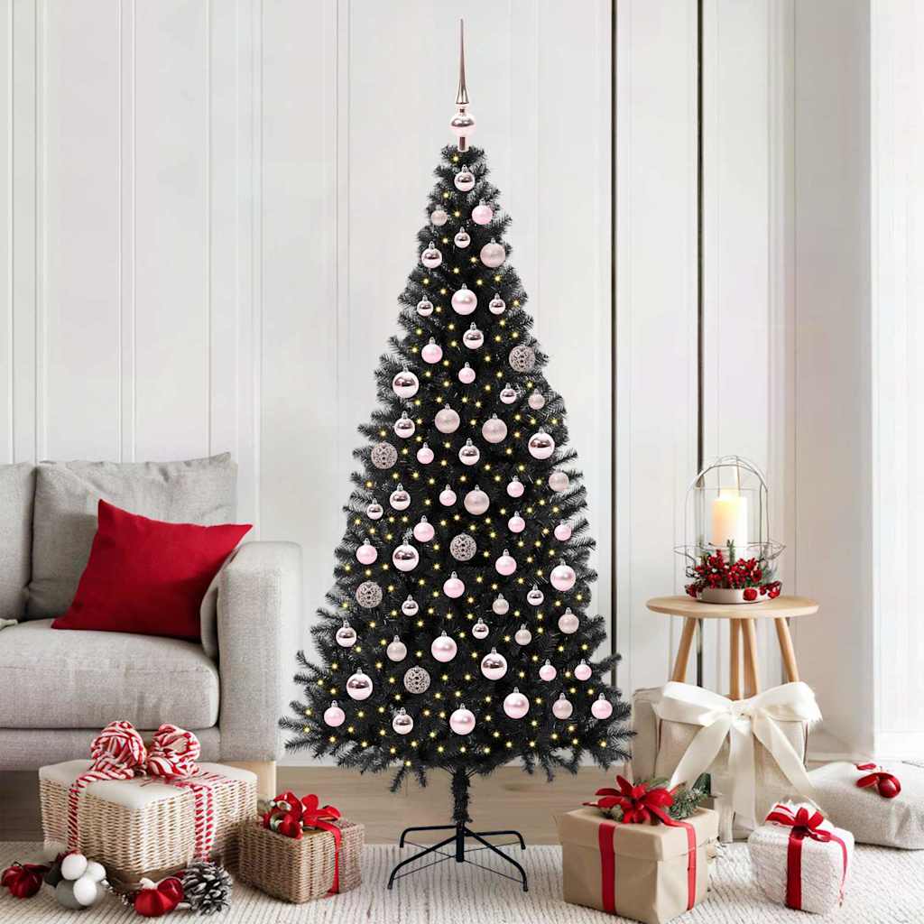 Kerstboom met 300 LED met standaard Zwart 180 cm PVC