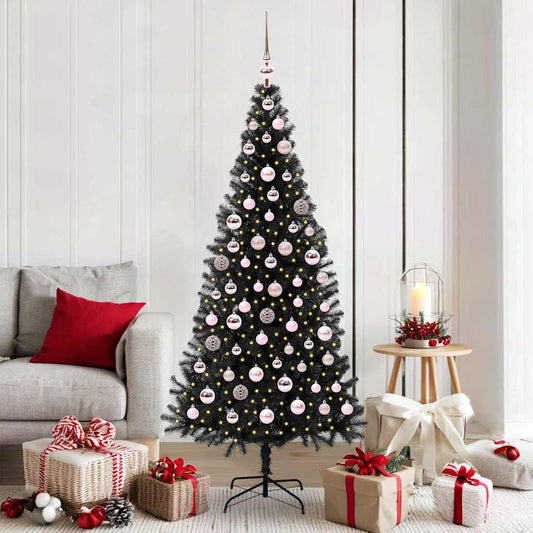 Kerstboom met 300 LED met standaard Zwart 180 cm PVC
