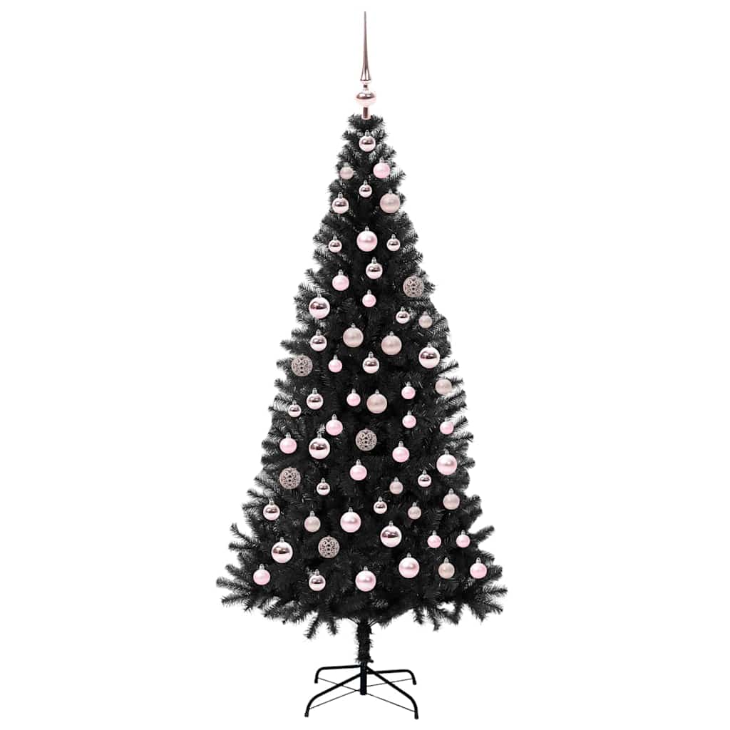 Kerstboom met 300 LED met standaard Zwart 180 cm PVC