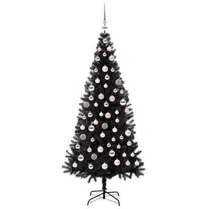 Kerstboom met 300 LED met standaard Zwart 180 cm PVC
