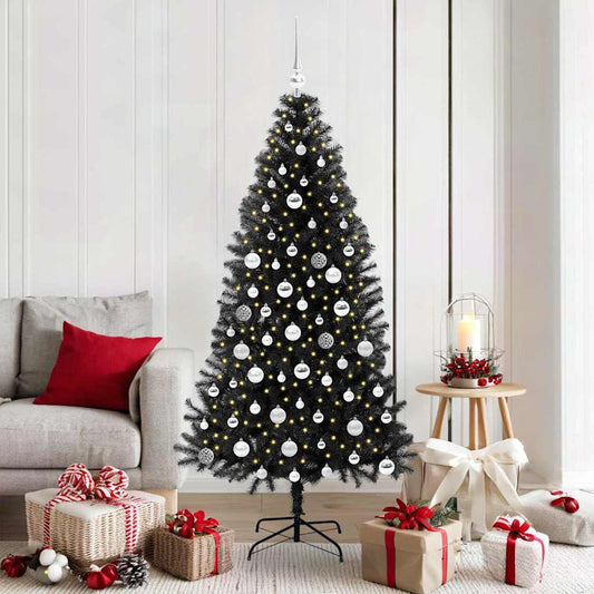 Kerstboom met 300 LED met standaard Zwart 180 cm PVC