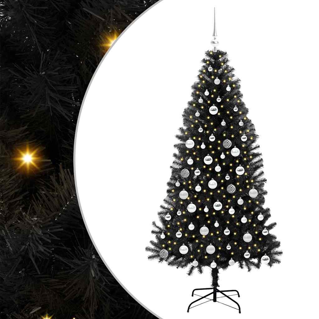 Kerstboom met 300 LED met standaard Zwart 180 cm PVC