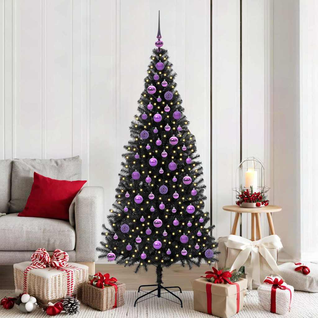 Kerstboom met 300 LED met standaard Zwart 180 cm PVC