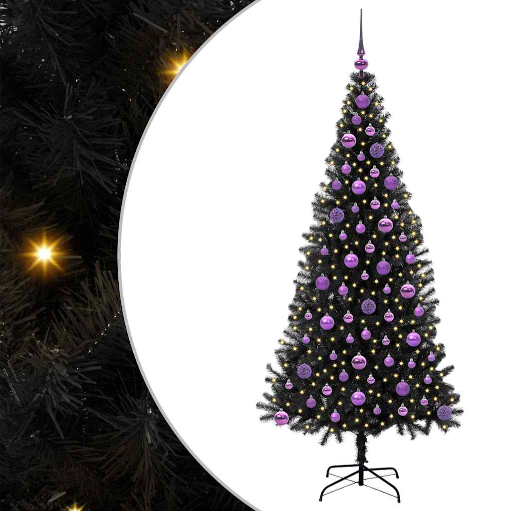 Kerstboom met 300 LED met standaard Zwart 180 cm PVC