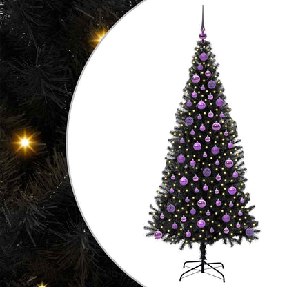 Kerstboom met 300 LED met standaard Zwart 180 cm PVC