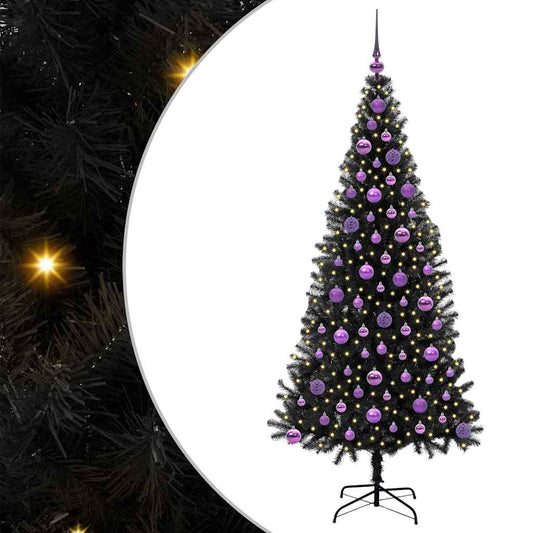 Kerstboom met 300 LED met standaard Zwart 180 cm PVC