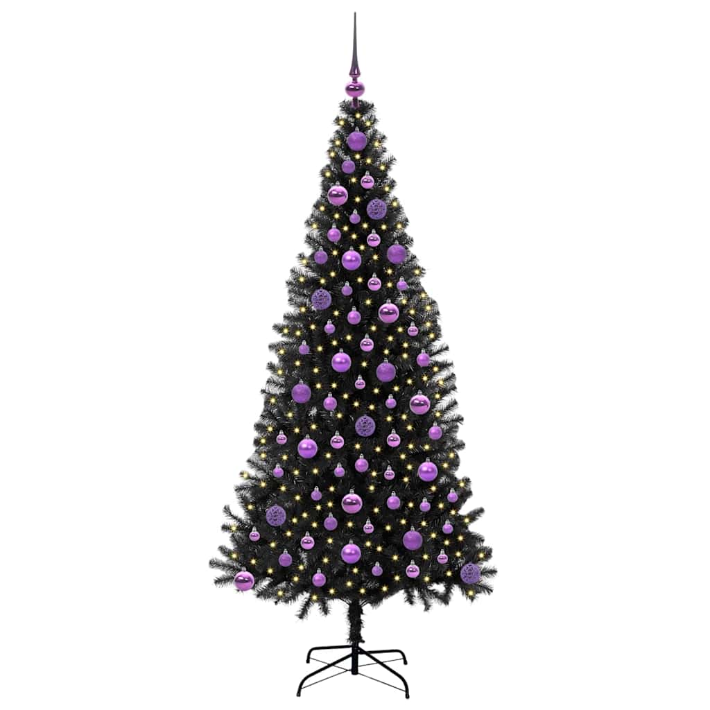 Kerstboom met 300 LED met standaard Zwart 180 cm PVC