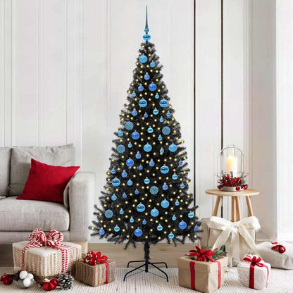 Kerstboom met 300 LED met standaard Zwart 180 cm PVC