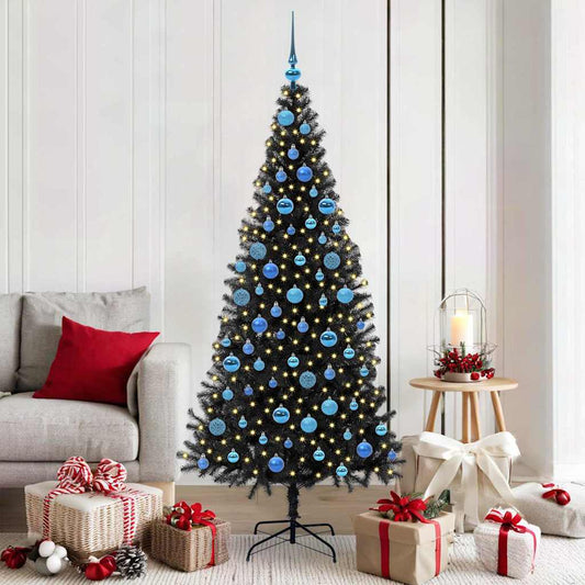 Kerstboom met 300 LED met standaard Zwart 180 cm PVC