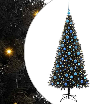 Kerstboom met 300 LED met standaard Zwart 180 cm PVC