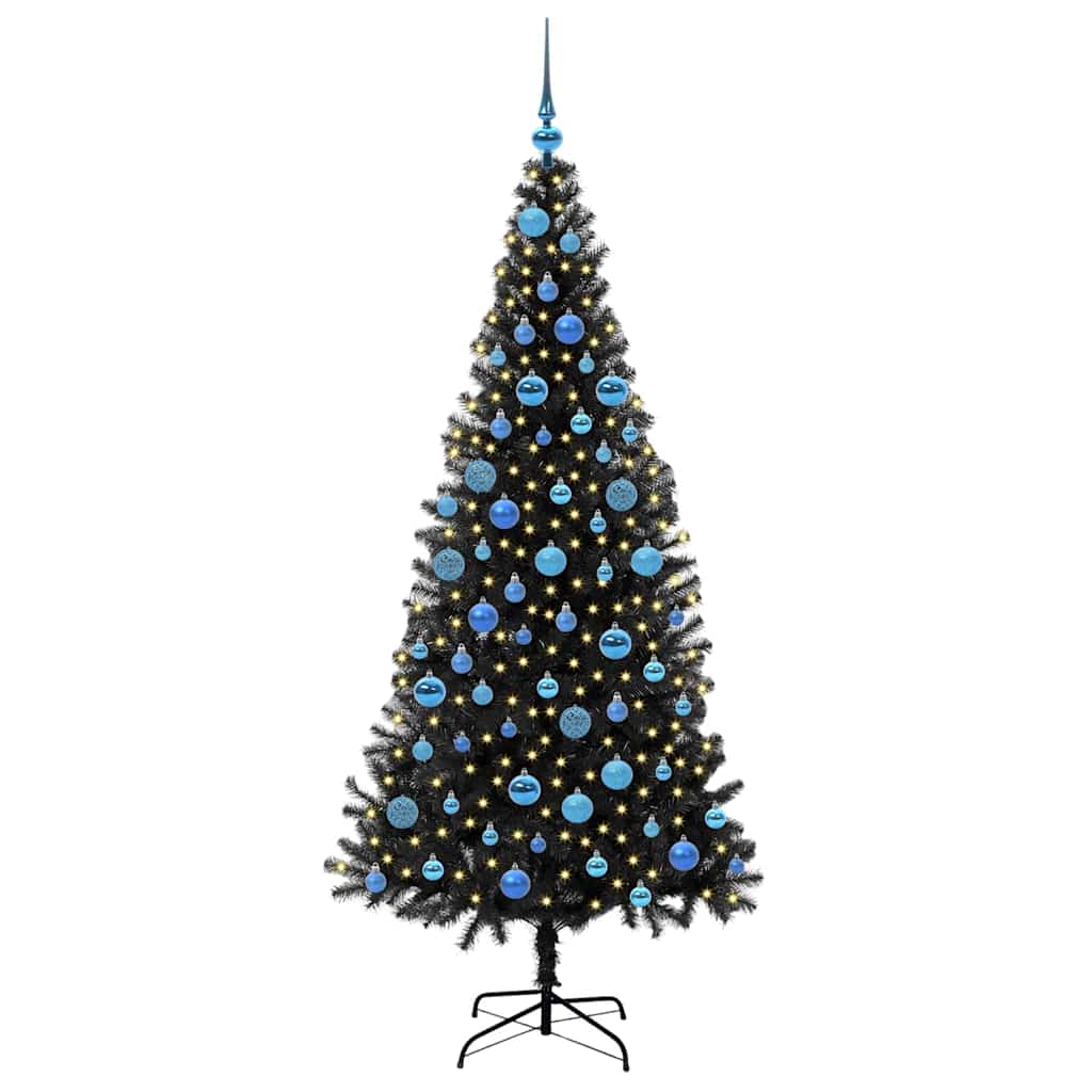 Kerstboom met 300 LED met standaard Zwart 180 cm PVC