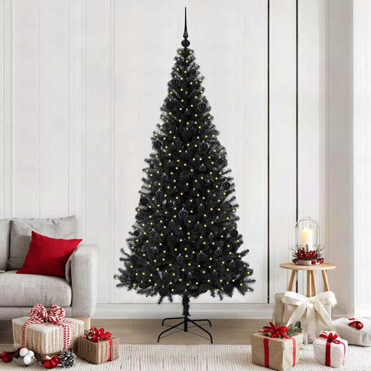 Kerstboom met 300 LED met standaard Zwart 210 cm PVC