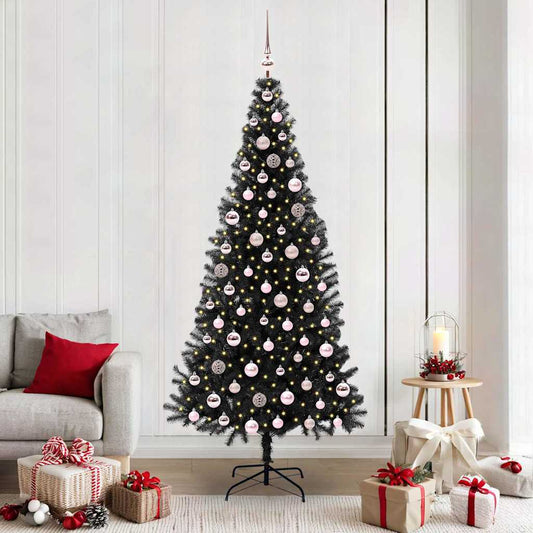 Kerstboom met 300 LED met standaard Zwart 210 cm PVC