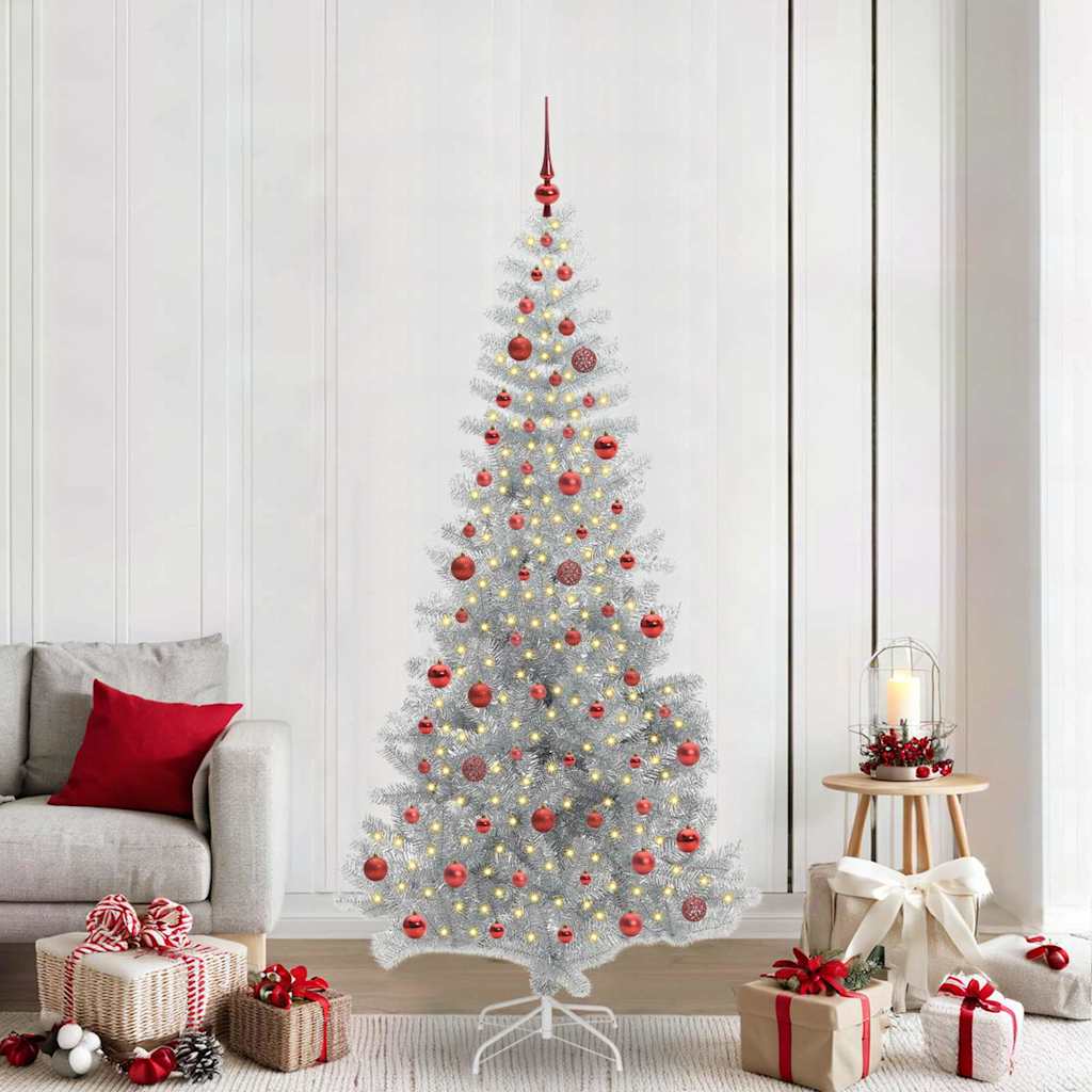 Kerstboom met 300 LED met standaard Zilver 210 cm PET