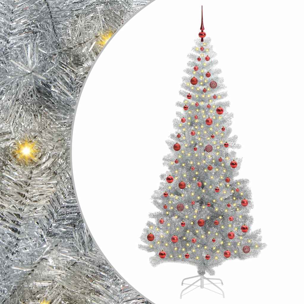 Kerstboom met 300 LED met standaard Zilver 210 cm PET