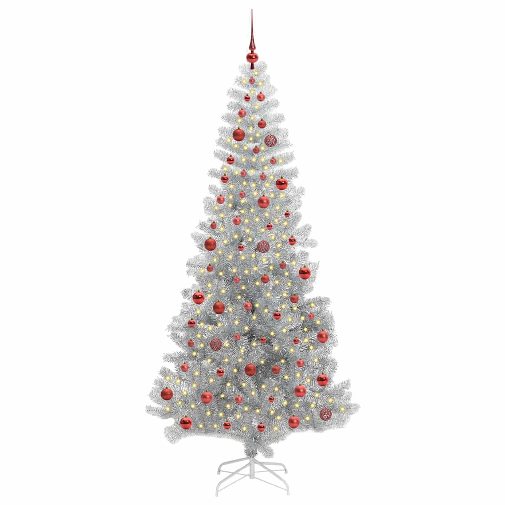 Kerstboom met 300 LED met standaard Zilver 210 cm PET