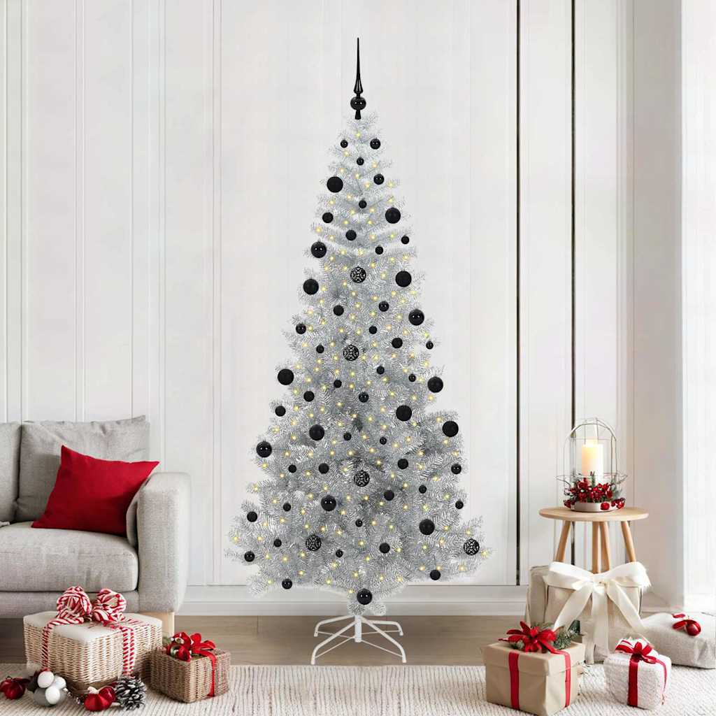 Kerstboom met 300 LED met standaard Zilver 210 cm PET
